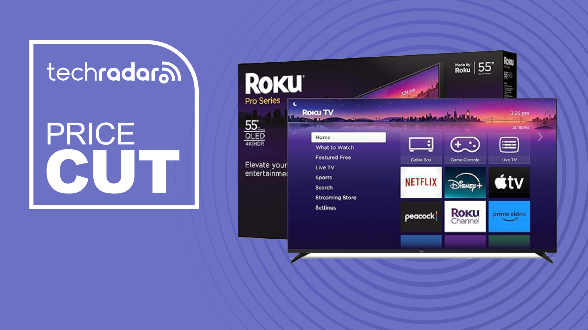 Roku Pro series TV on purple background