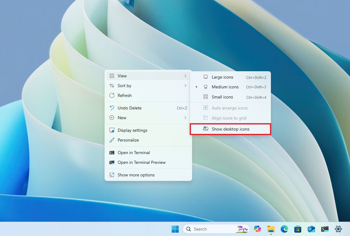 Hide desktop icons on Windows 11