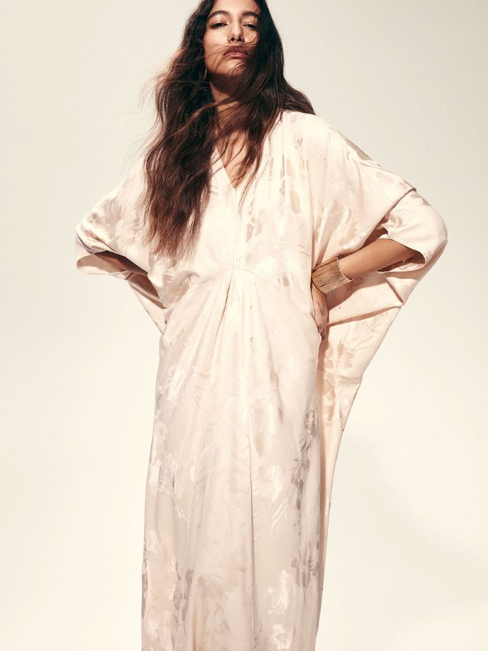 Jacquard-Weave Kaftan Dress