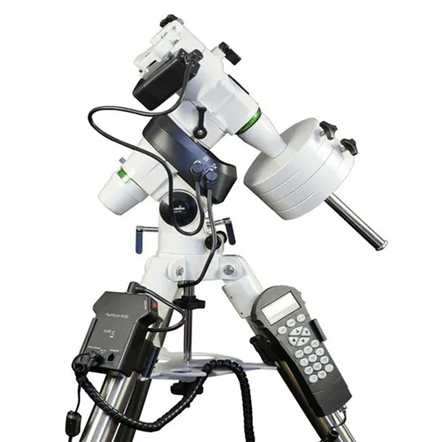 Sky-Watcher EQ-5 Pro GOTO Mount & Tripod on white background.