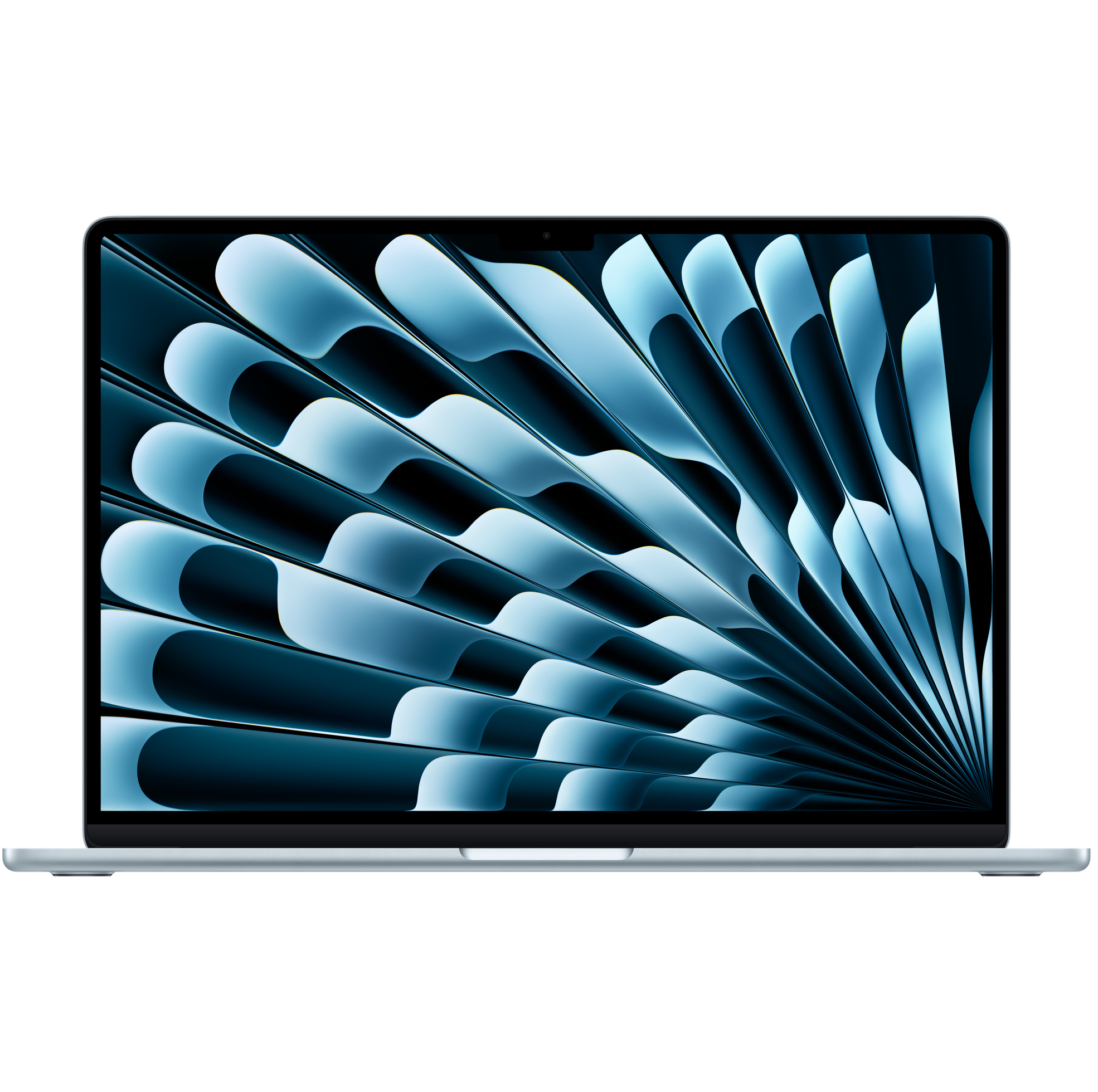 MacBook Air 13-inch M4 model in Sky Blue with screen open