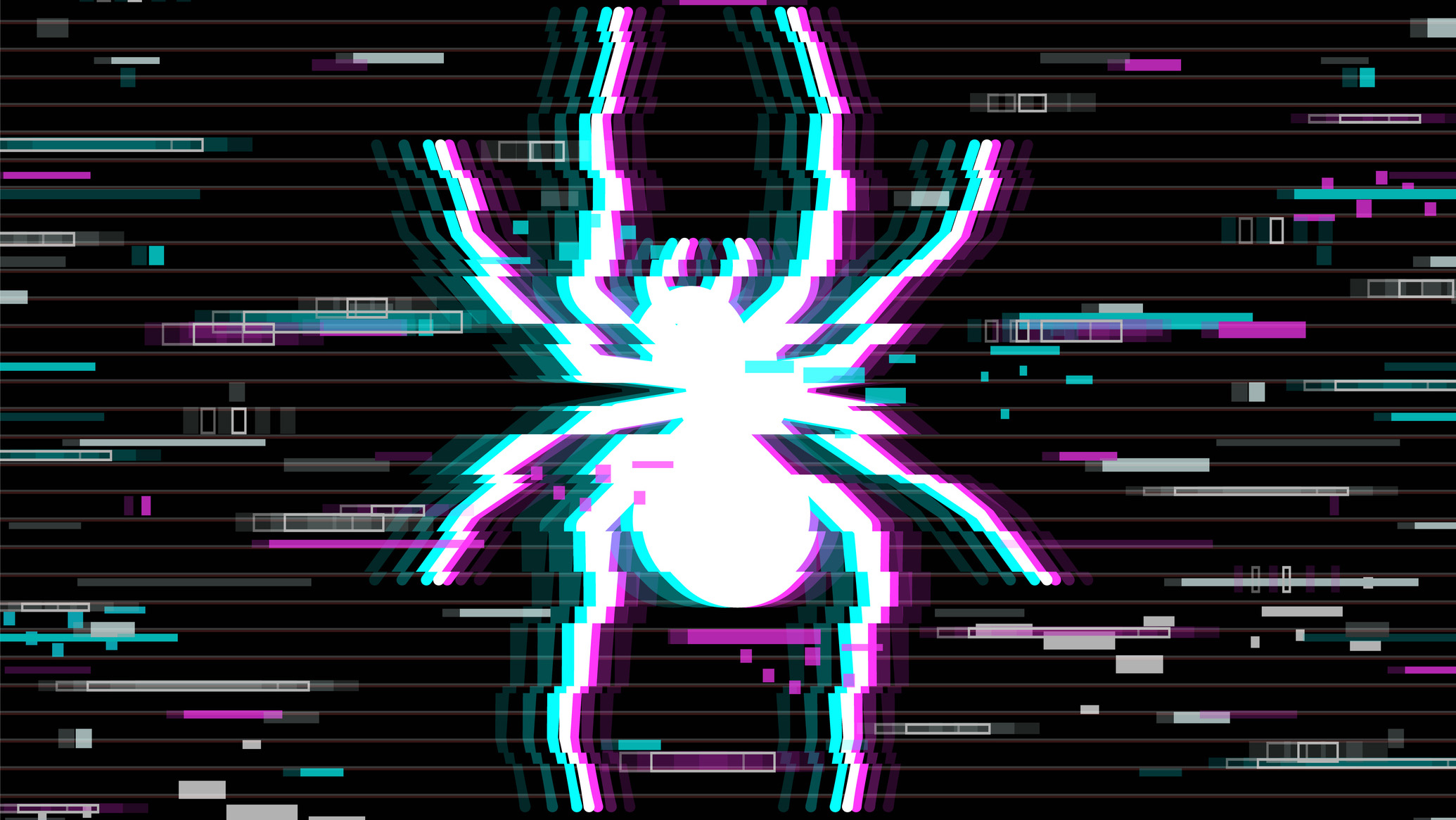 Scattered Spider concept image showing digitized spider on a computer screen.