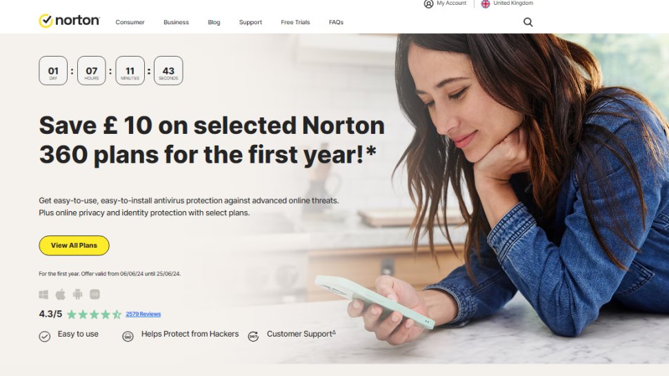 Website screenshot for Norton 360 Deluxe.