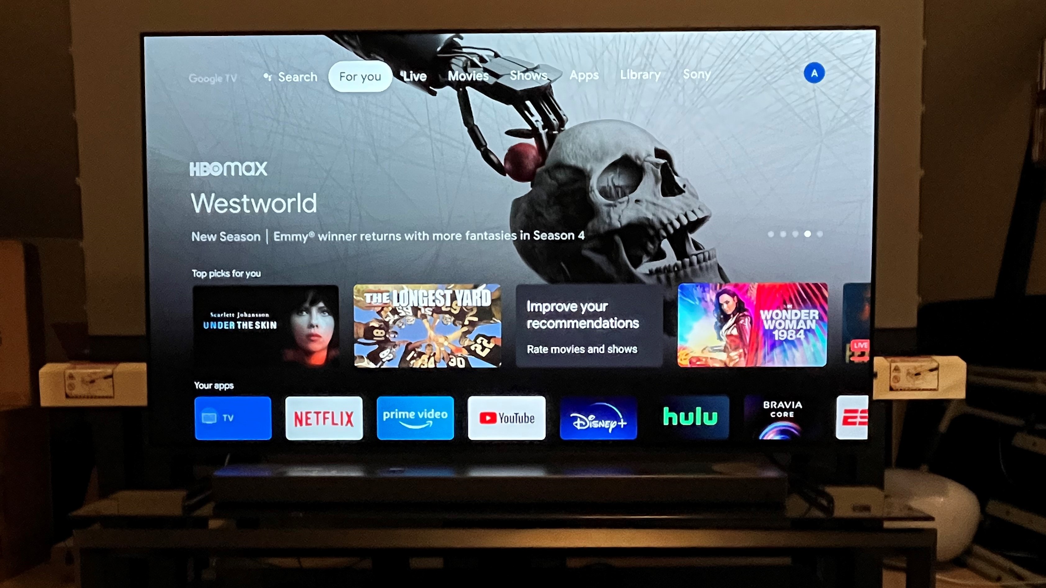 Sony A80K series OLED Google TV Interface