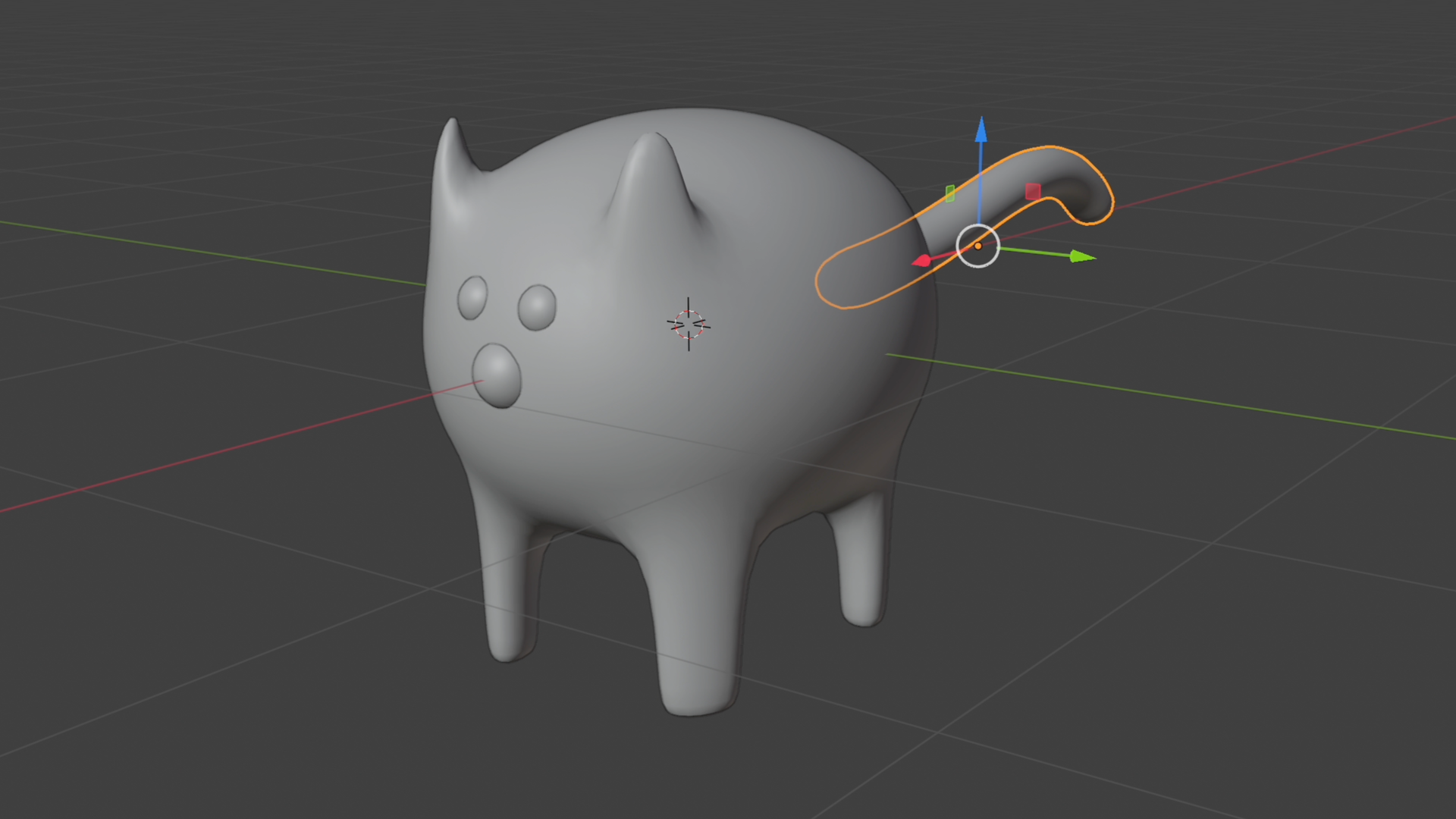 A model of a cat made using box modelling in Blender