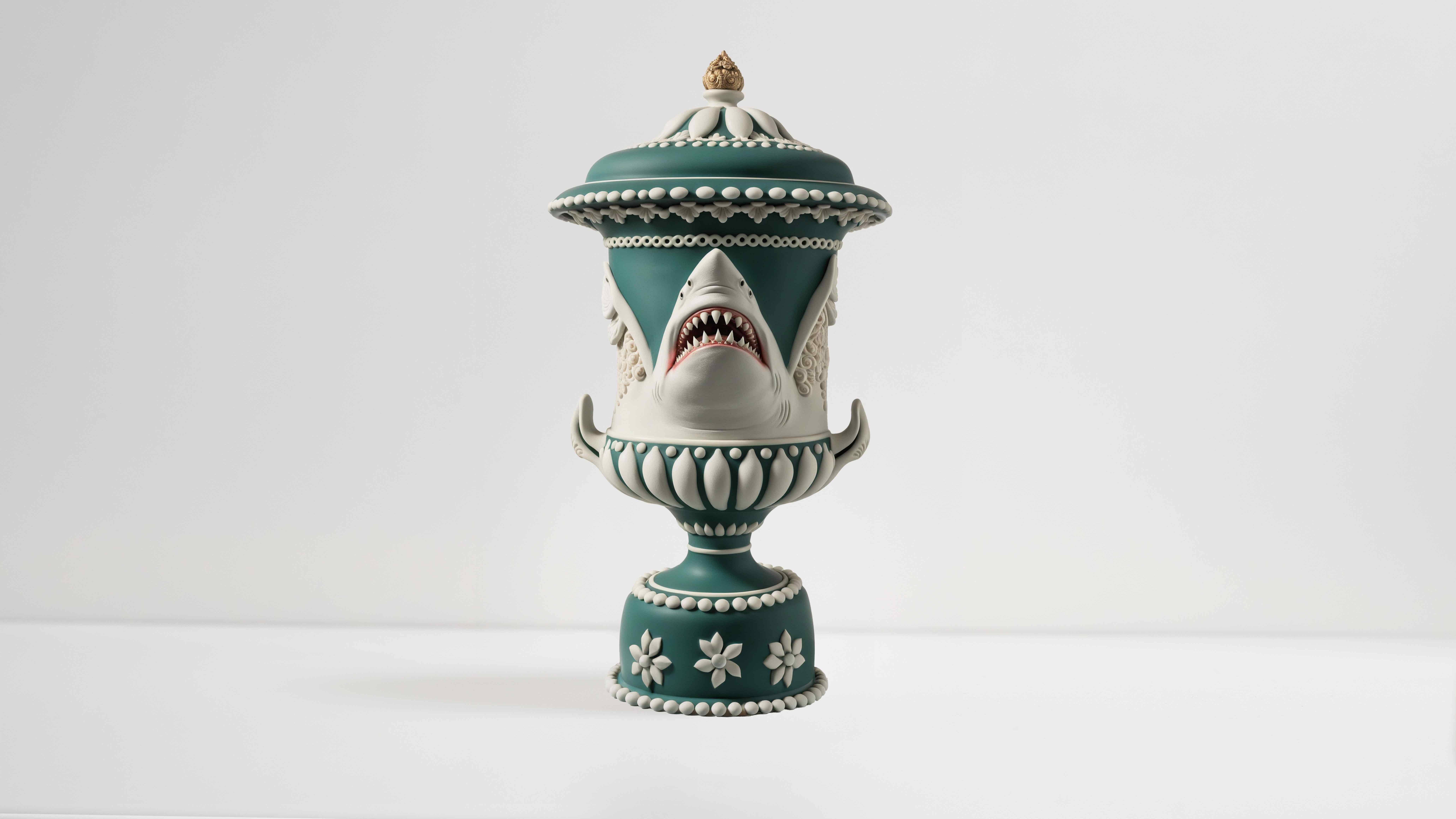 brightly coloured AI generated stoneware