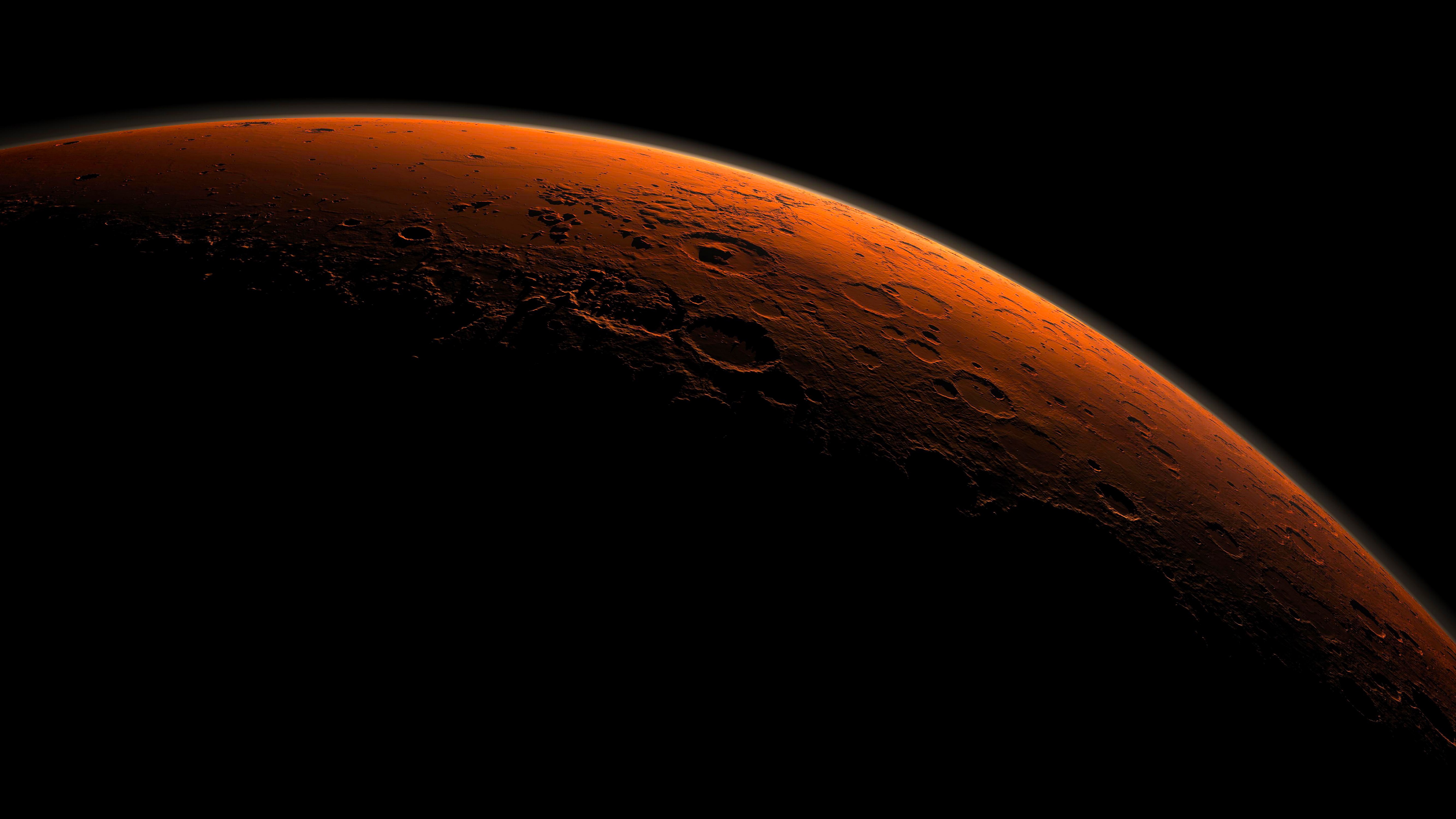 An artist&#039;s illustration of Mars&#039;s Gale Crater beginning to catch the morning light.