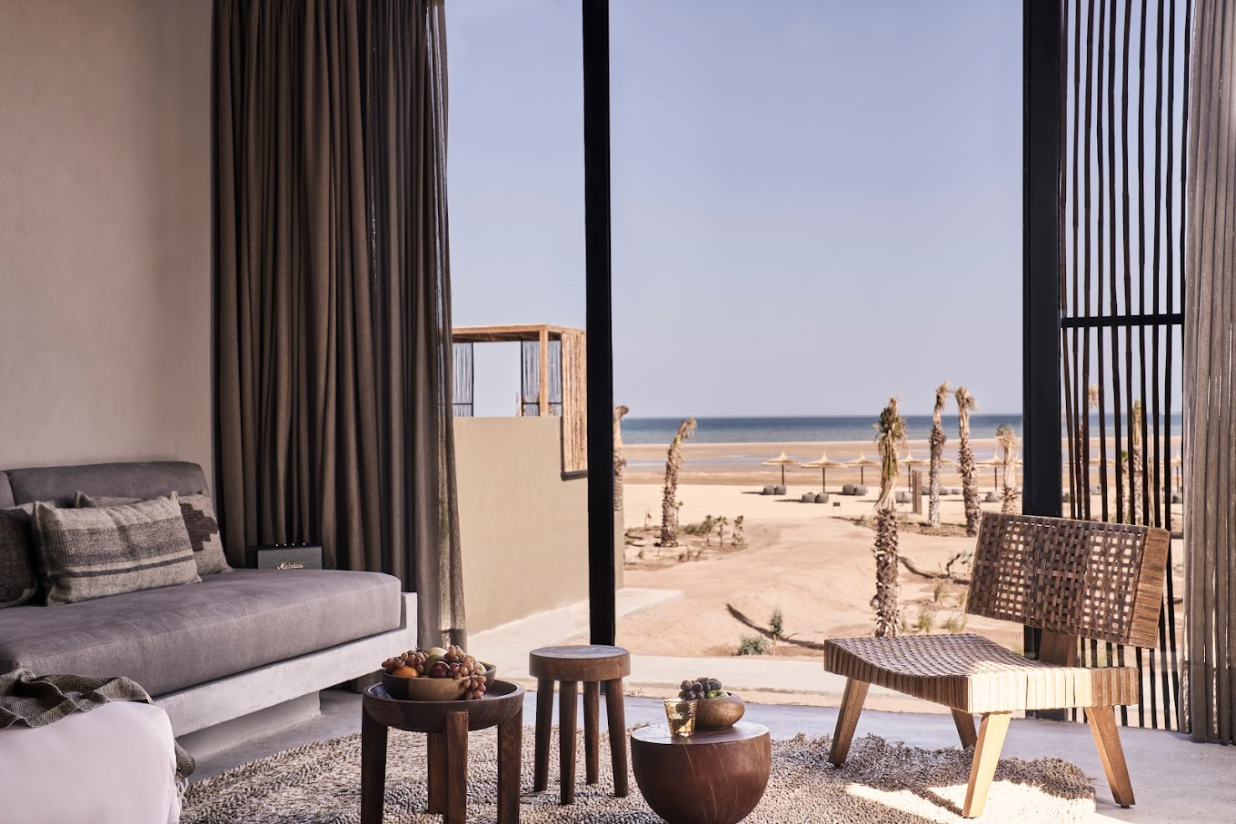 A beach view suite in an Egyptian luxury design hotel.