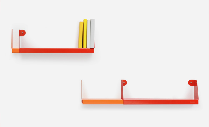 Two red shelfs.