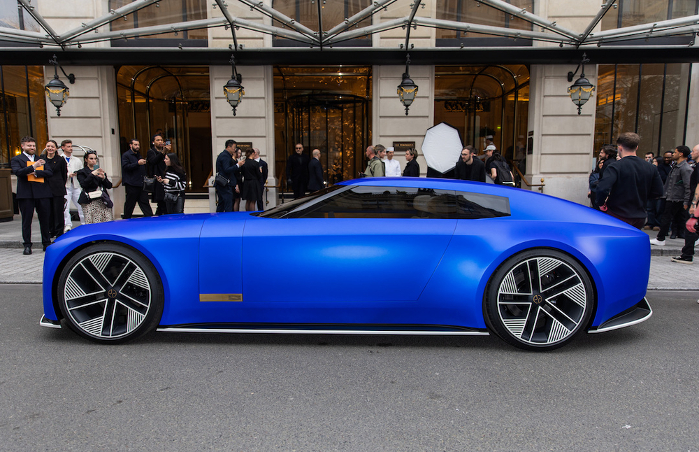 Jaguar Type 00 in French ultramarine at Paris Fashion Week