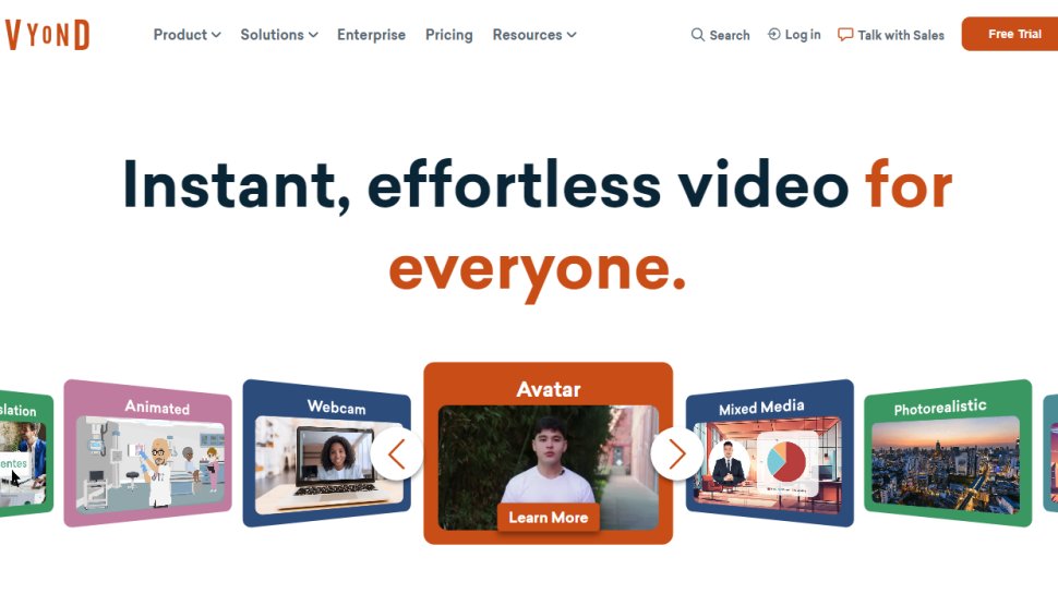 Website screenshot from Vyond (January 2025)