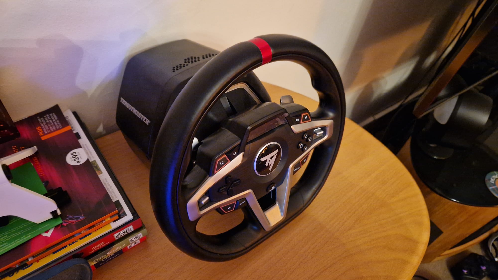 The Thrustmaster T248 racing wheel from above