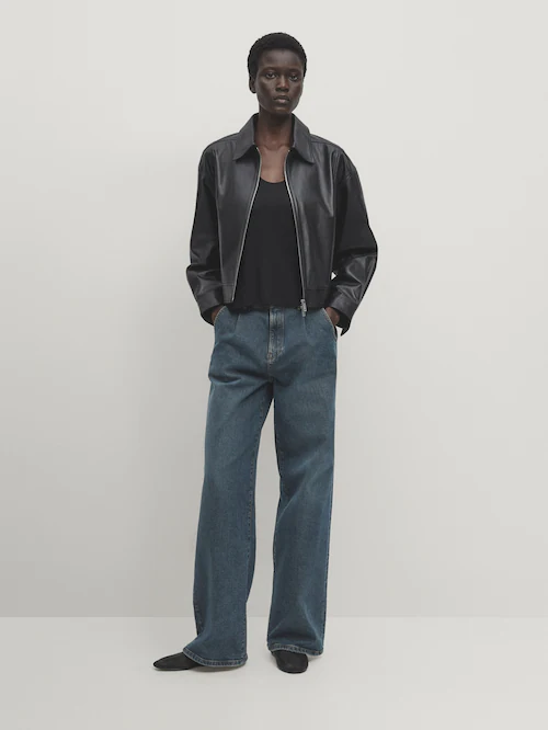 Nappa Leather Jacket With a Shirt Collar