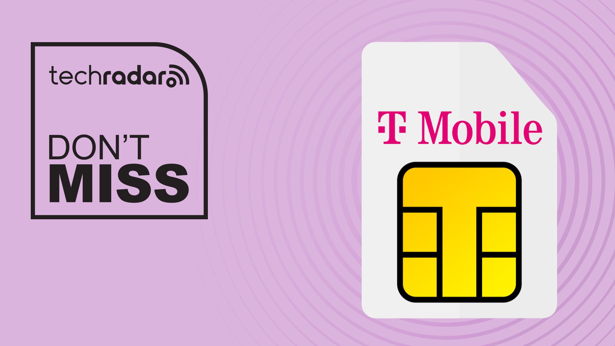T-Mobile branded sim card on pink background with don&#039;t miss text overlay