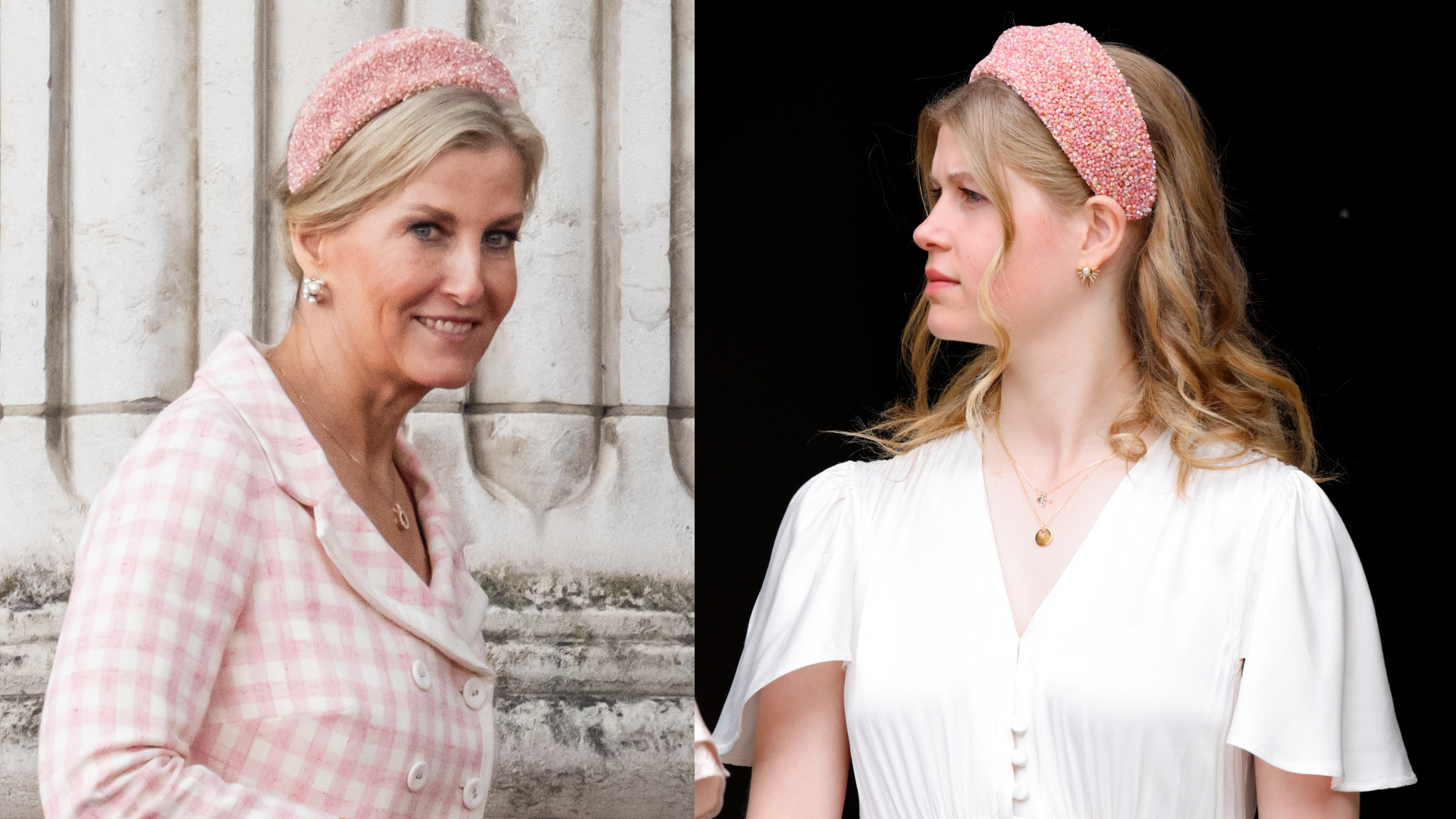 Duchess Sophie and Lady Louise wearing the same pink headband