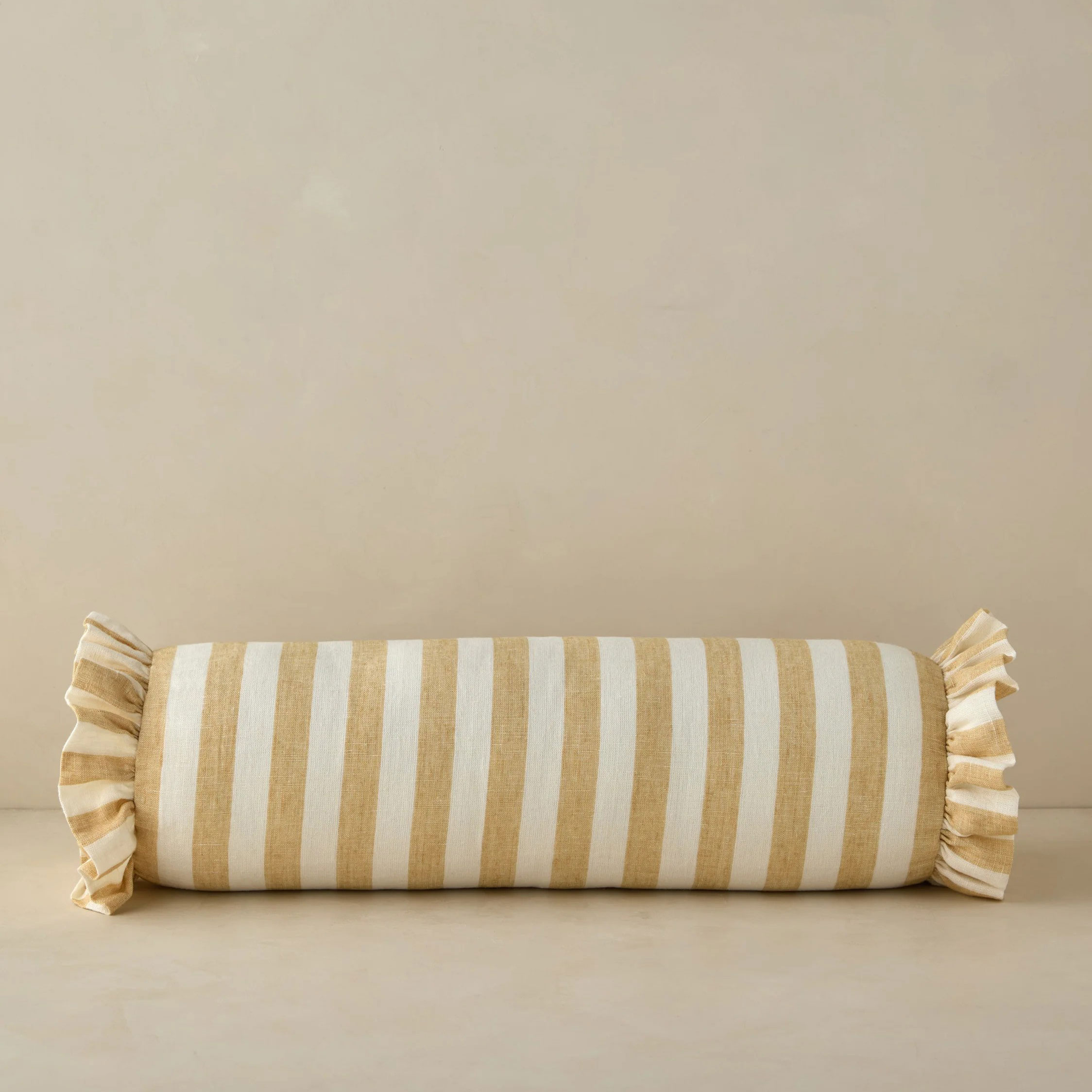 Amaroso Linen Ruffle Bolster Pillow