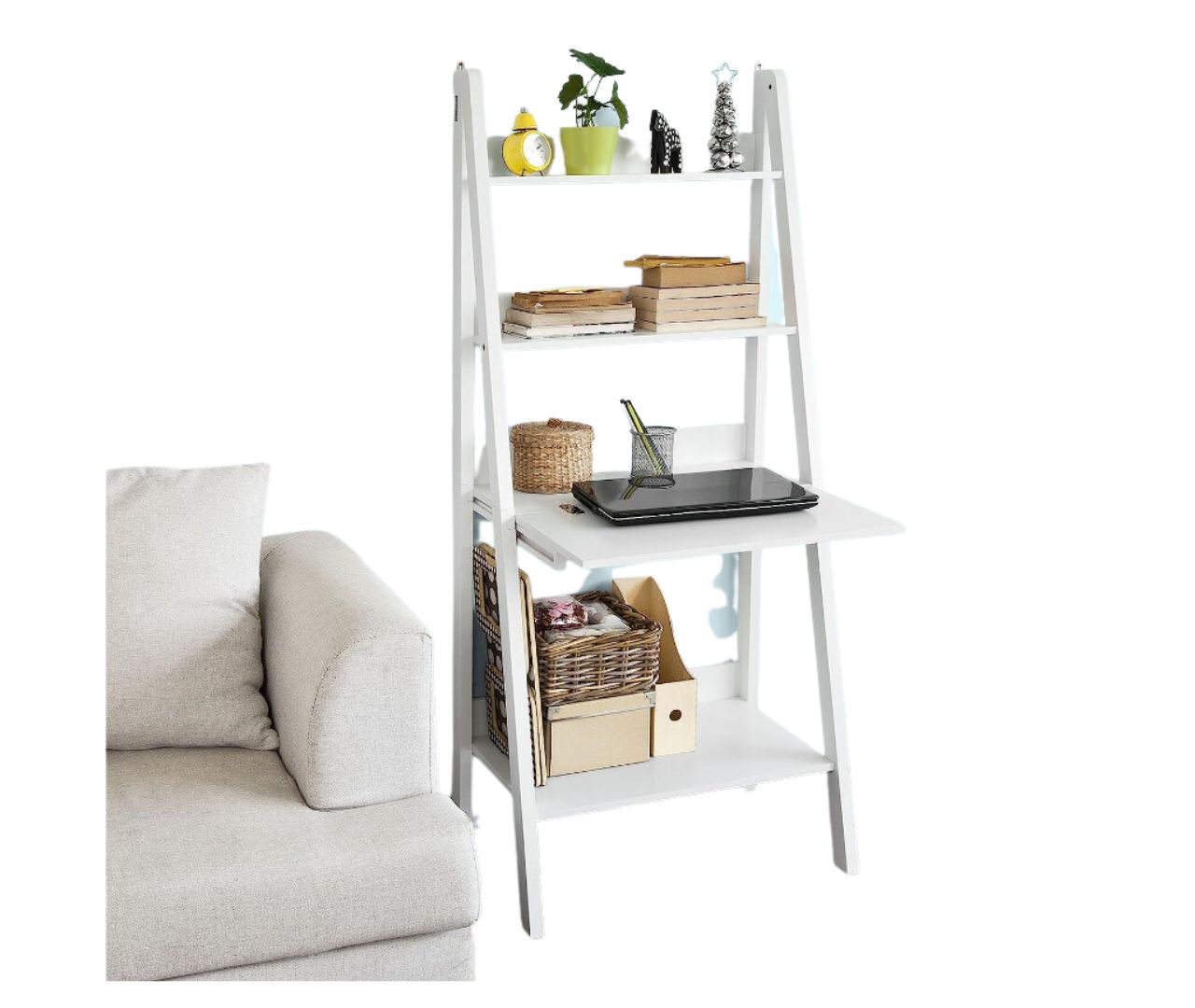 Wood Ladder Bookcase