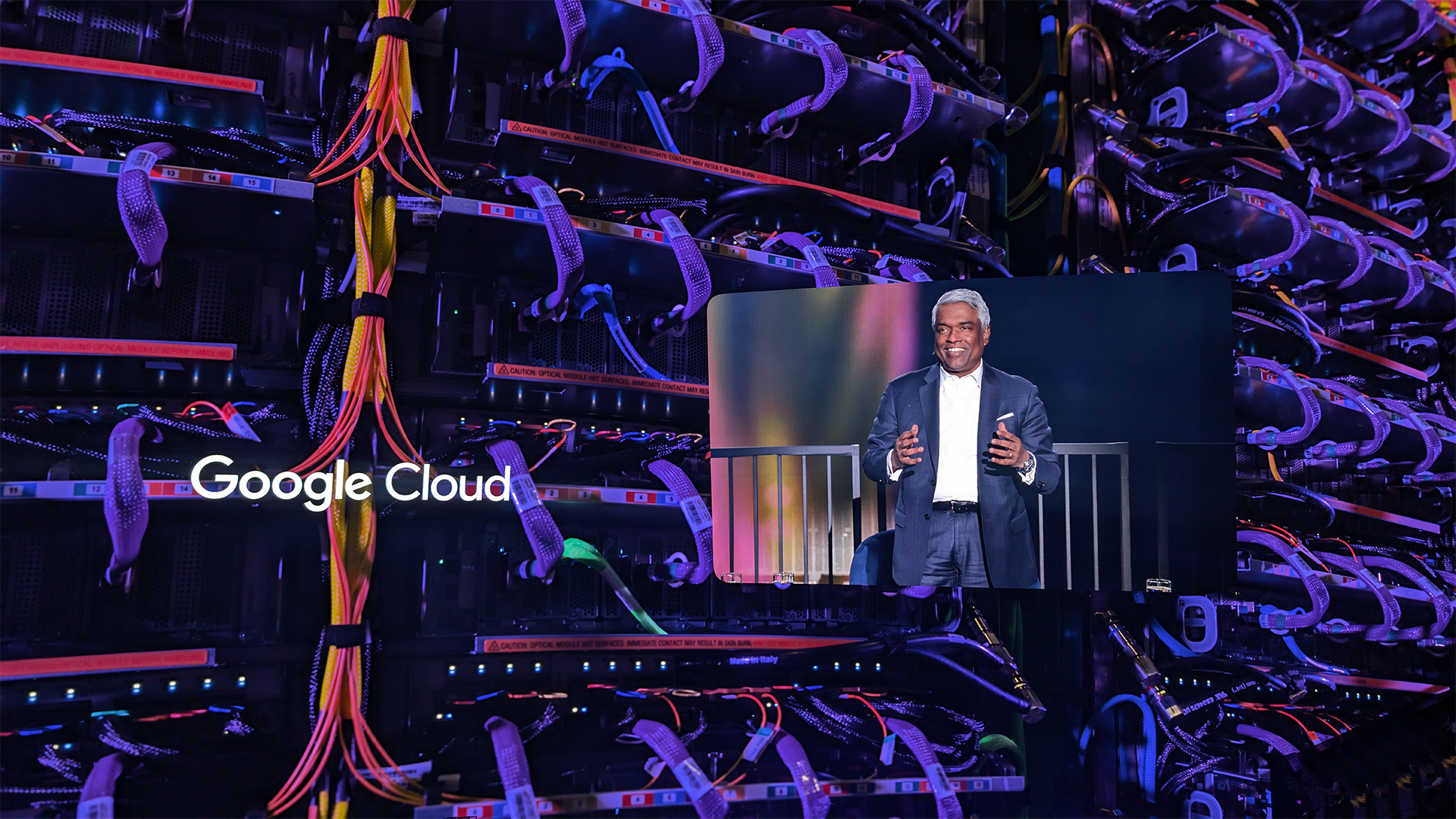 Google Cloud CEO Thomas Kurian speaking on stage at the Sphere in Las Vegas, Nevada, during the opening event of the 2025 Google Cloud Next conference.