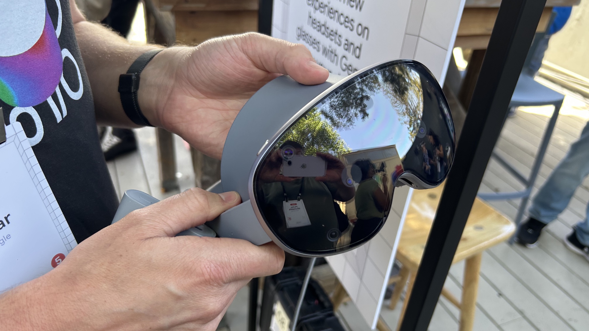 Project Moohan headset being held