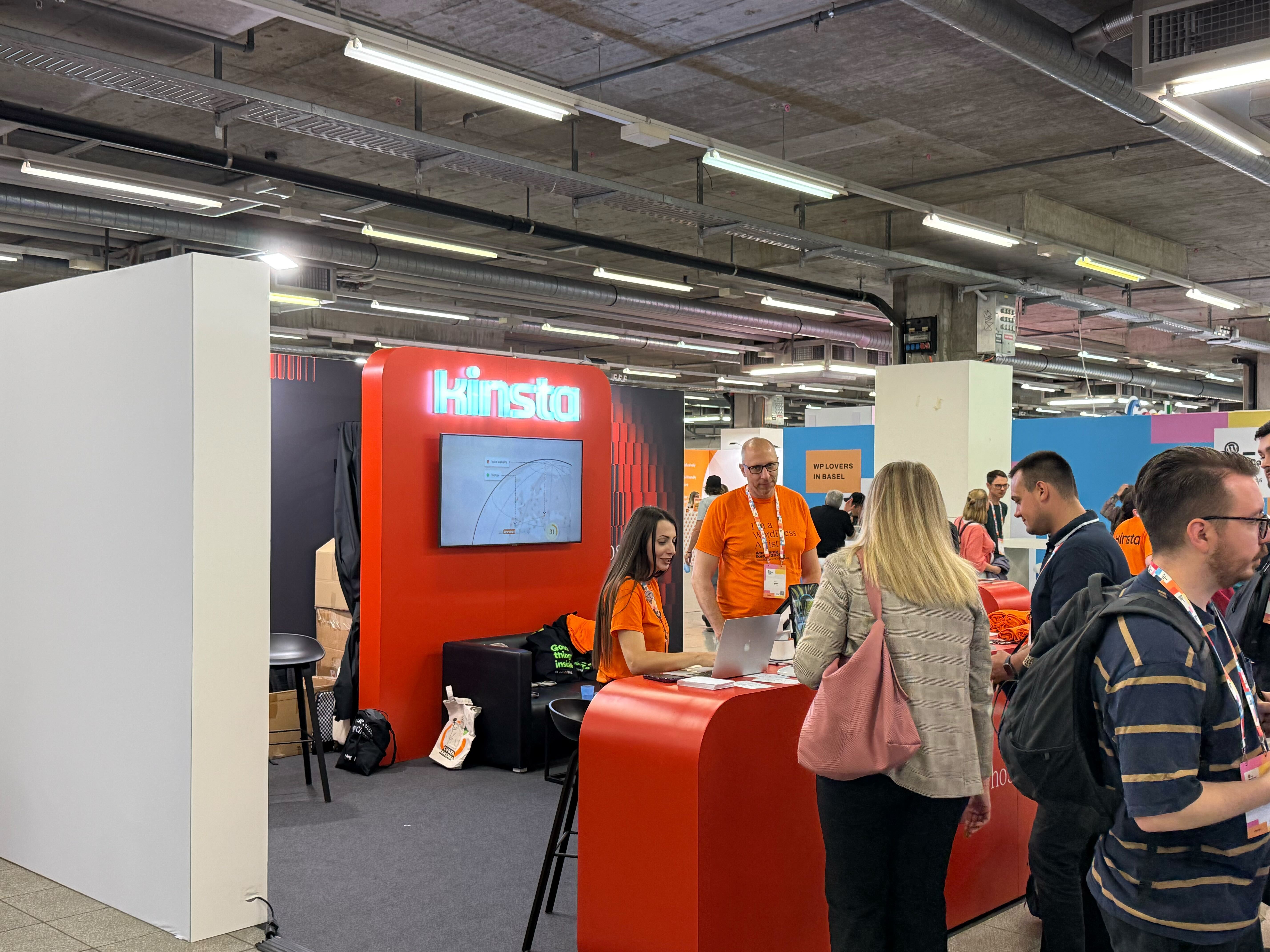 Kinsta's booth at WordCamp Europe