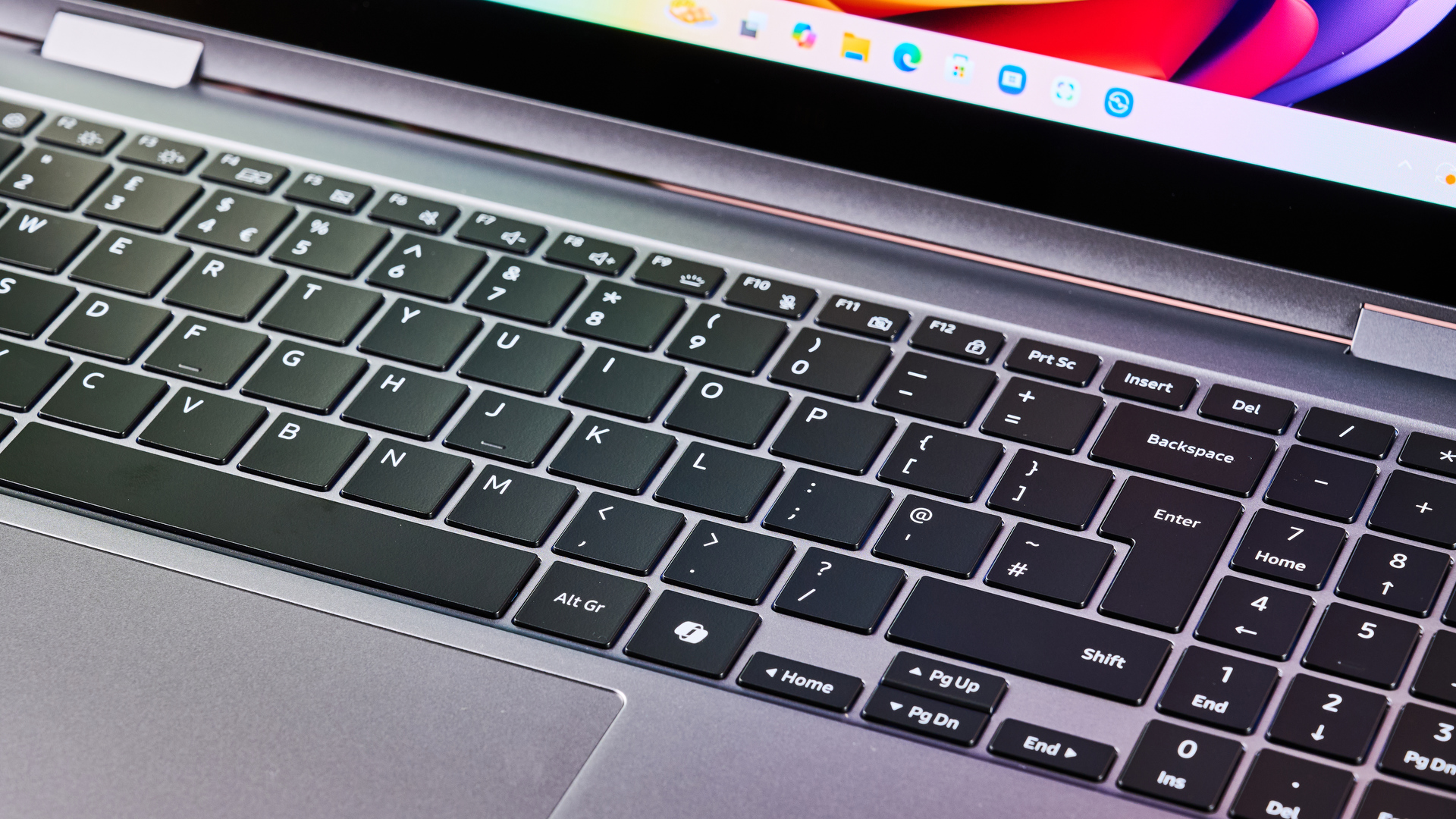 Close-up of keyboard of Samsung Galaxy Book5 360