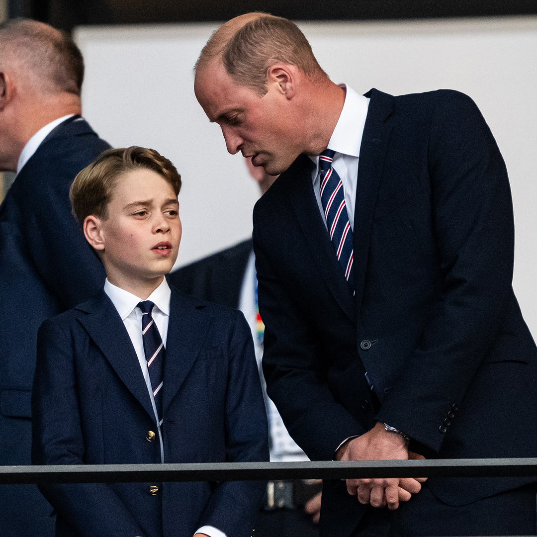 Prince William, Prince of Wales and his son Prince George prior to the UEFA EURO 2024 final match between Spain and England at Olympiastadion on July 14, 2024 in Berlin, Germany.
