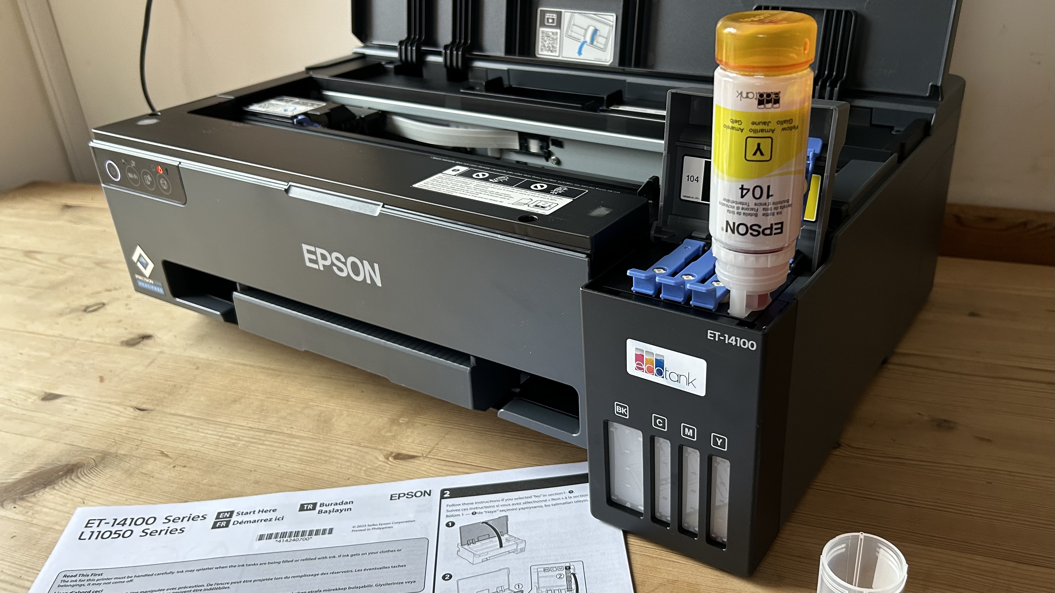 Epson EcoTank ET-14100 A3 printer undergoing our testing process