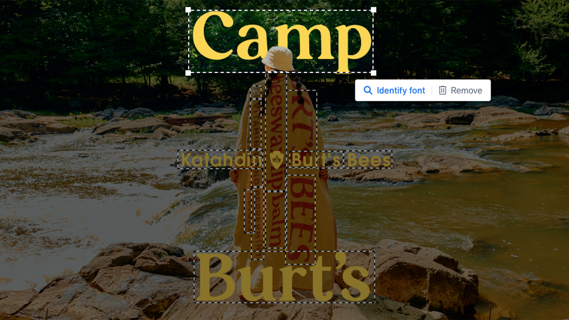 WhatTheFont font identifier used on a Burt&#039;s Bees campaign ad