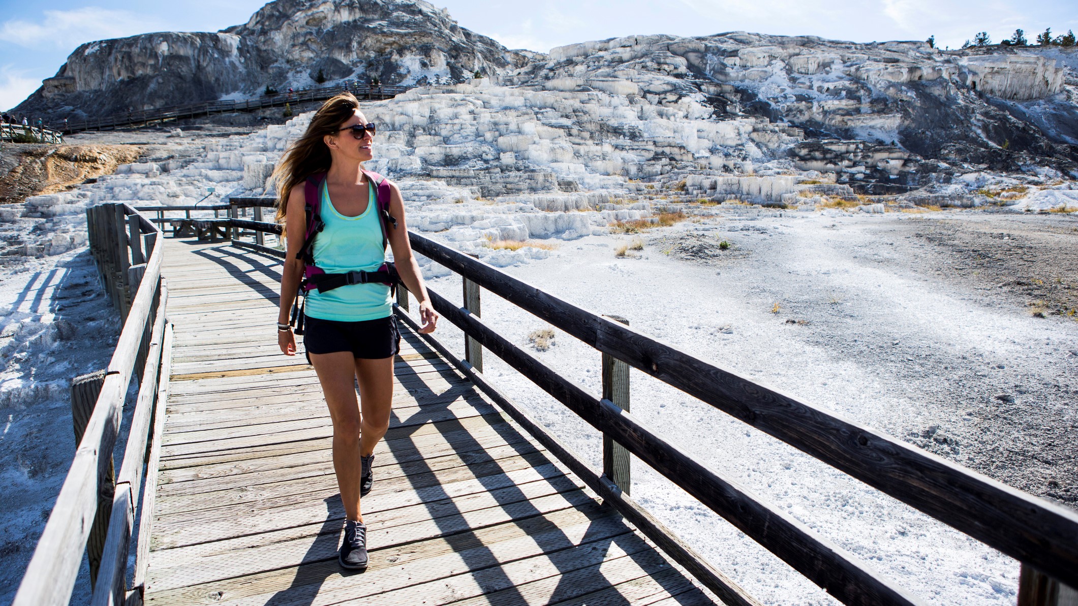 Woman hiking in Yellowstone National Park