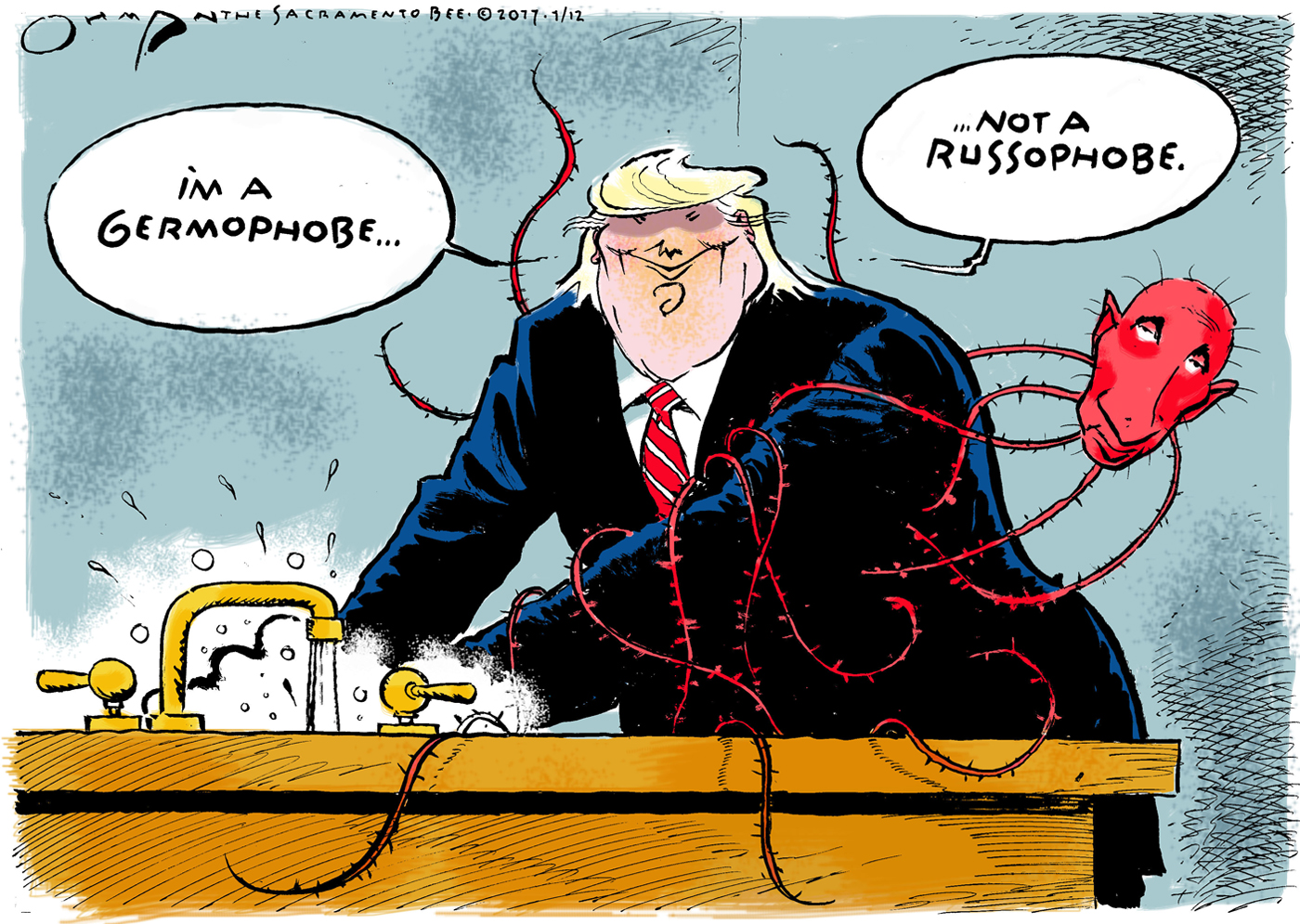 Political cartoon U.S. Donald Trump Russia relations