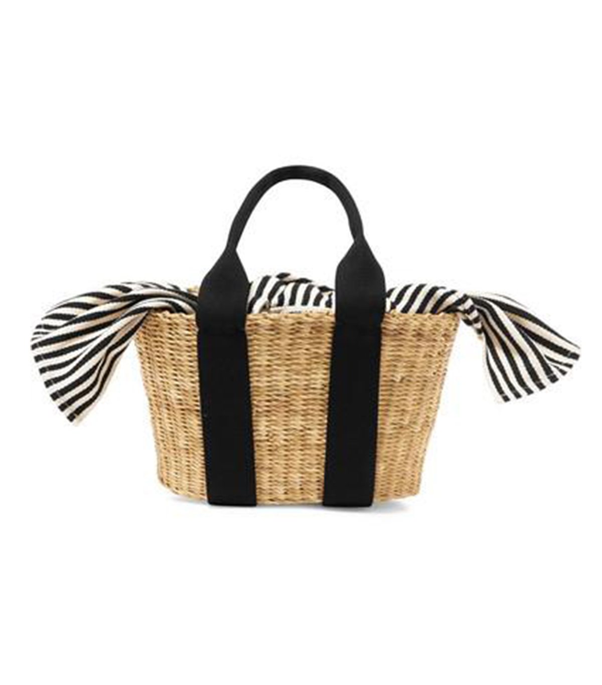 Muun + Caba Mini Straw and Striped Cotton-Canvas Tote