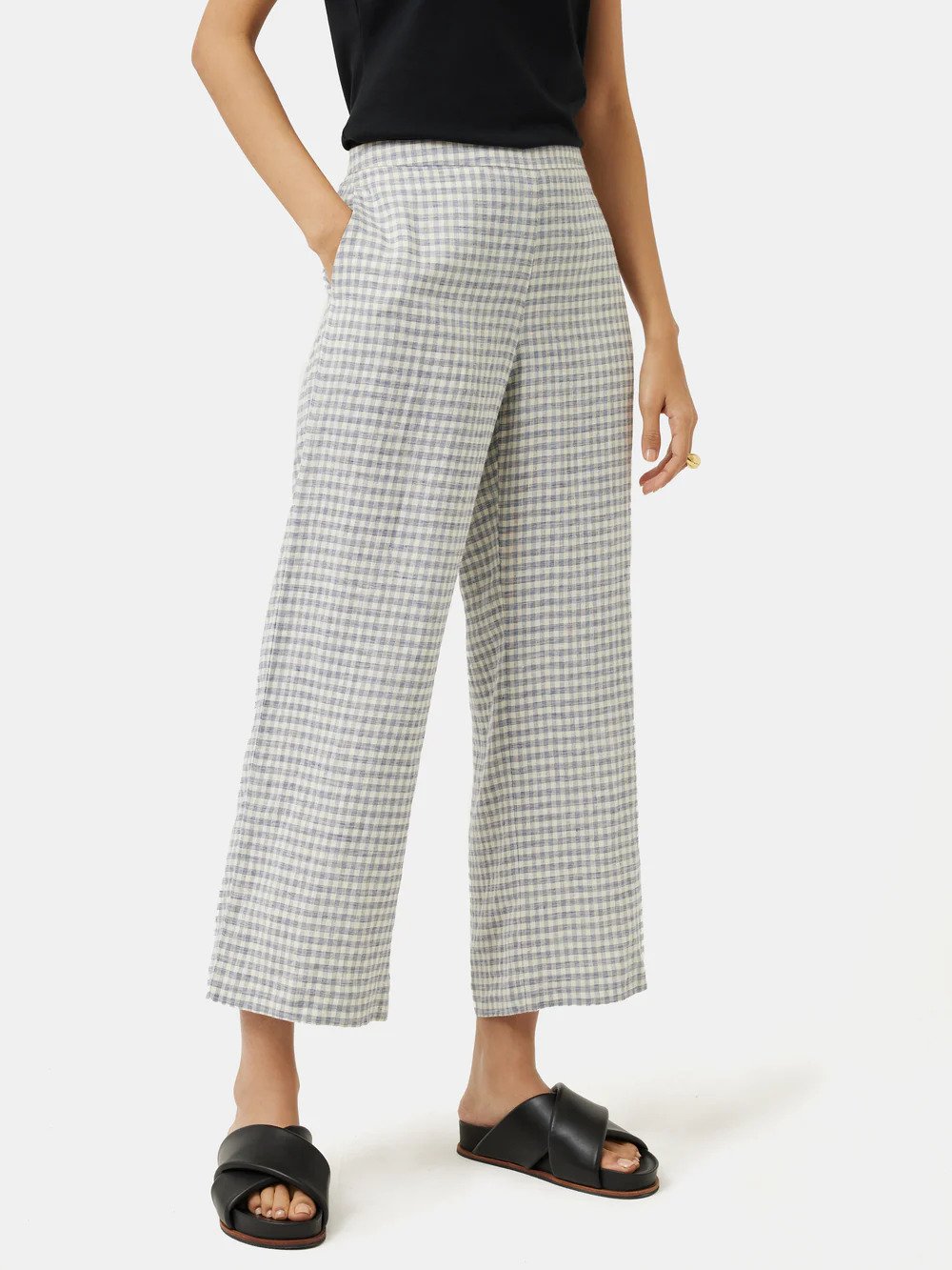 Jigsaw + Linen Check Palazzo Trousers
