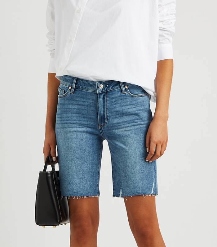 Paige + Jax Transcend Blue Stretch-Denim Shorts