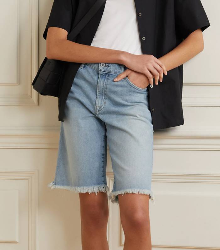 Nili Loton + Boyfriend Frayed Denim Shorts