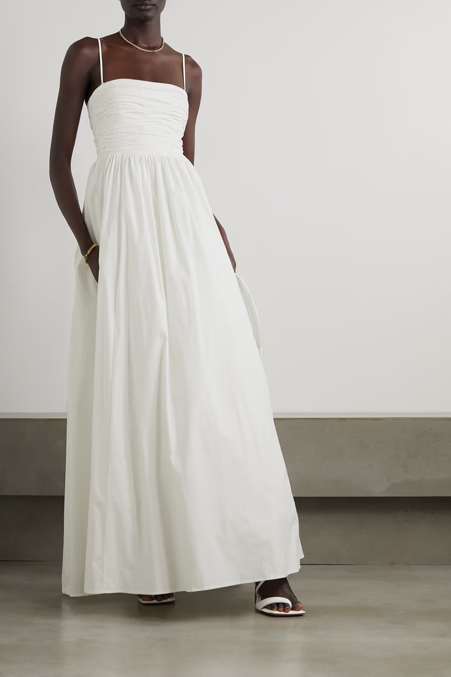 Reformation + Kastoria Ruched Shirred Maxi Dress