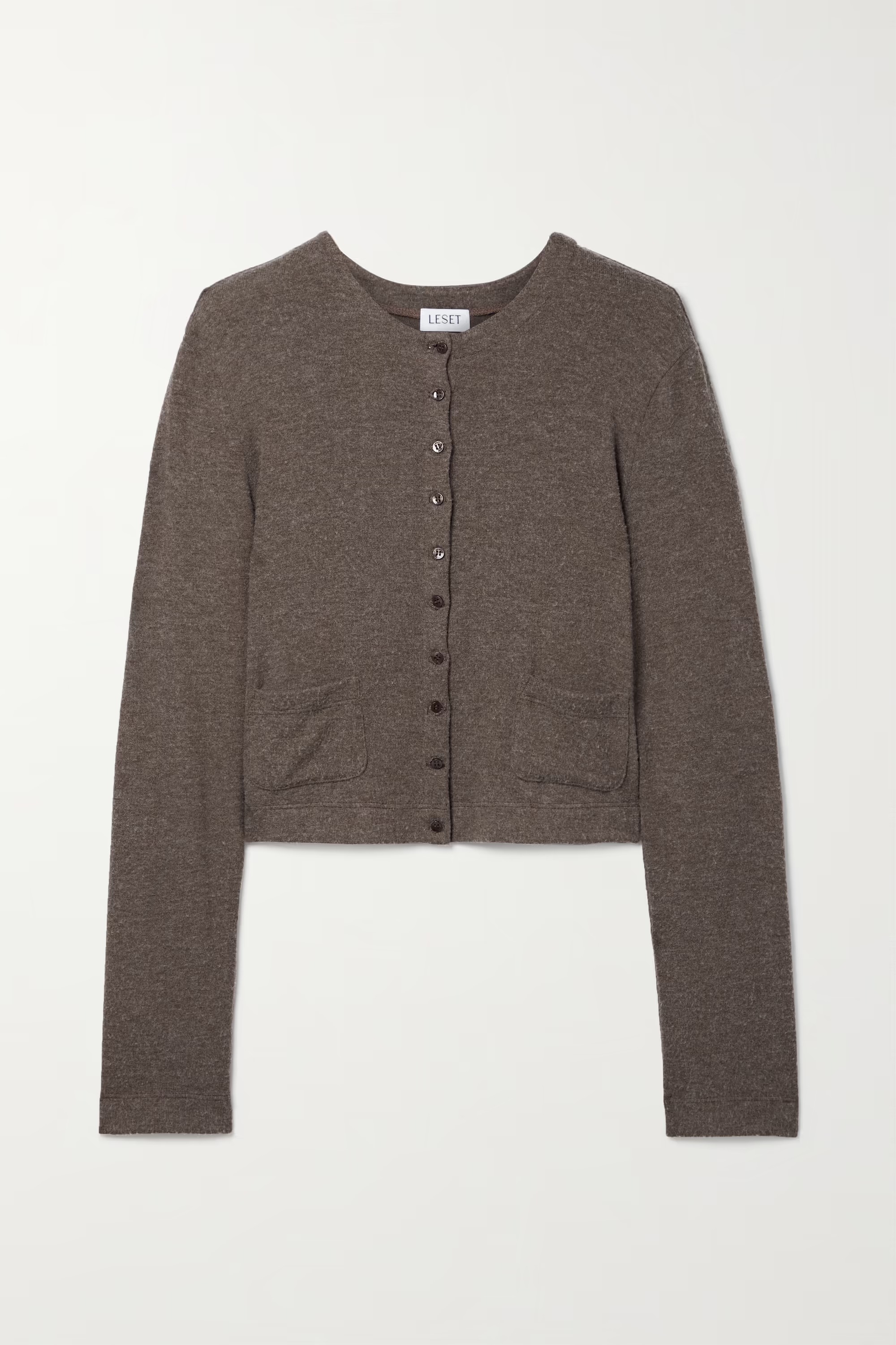 Leset + Lauren Cropped Brushed Stretch-Knit Cardigan