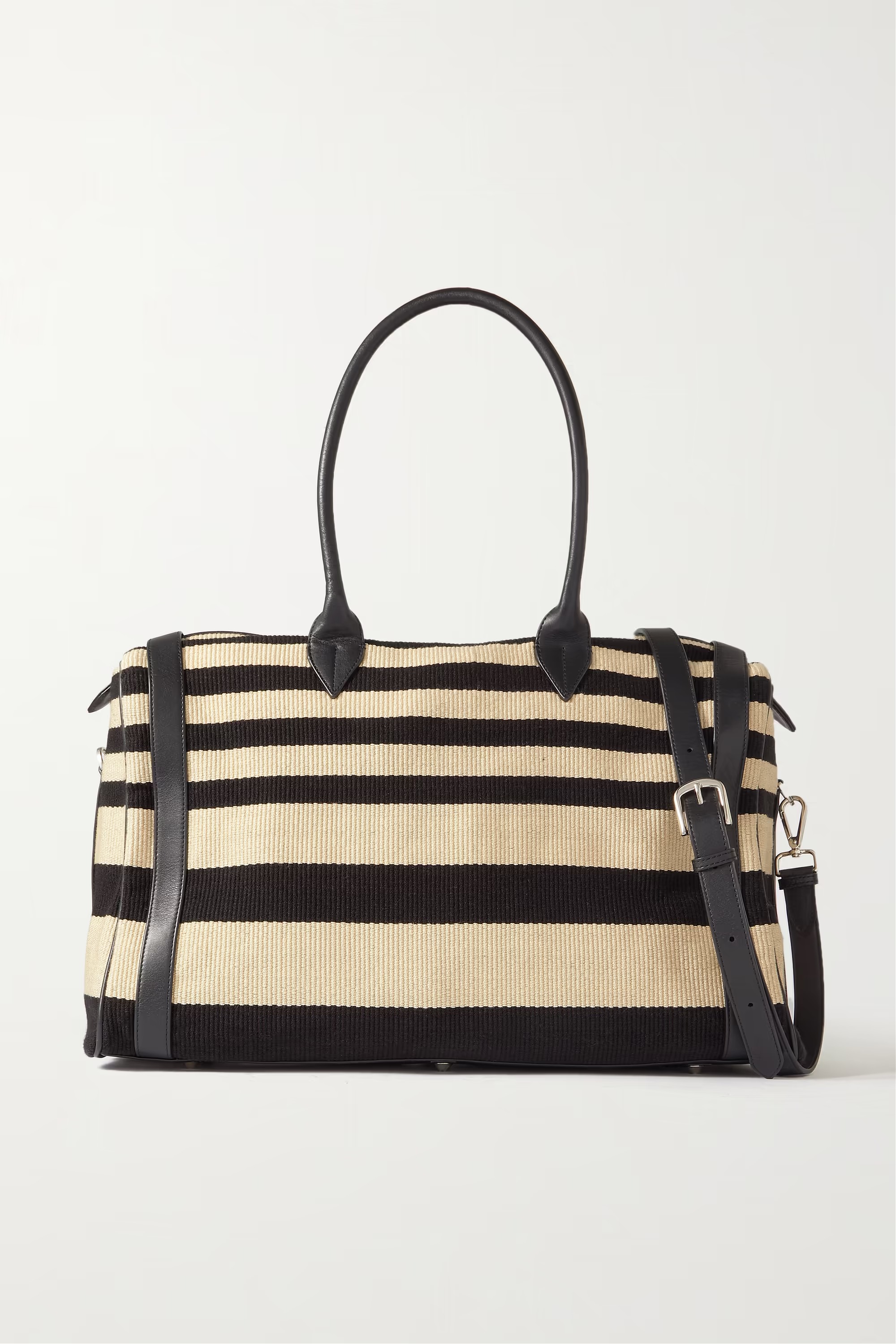 Hunting Season + Nomad Striped Leather-Trimmed Cotton Weekend Bag