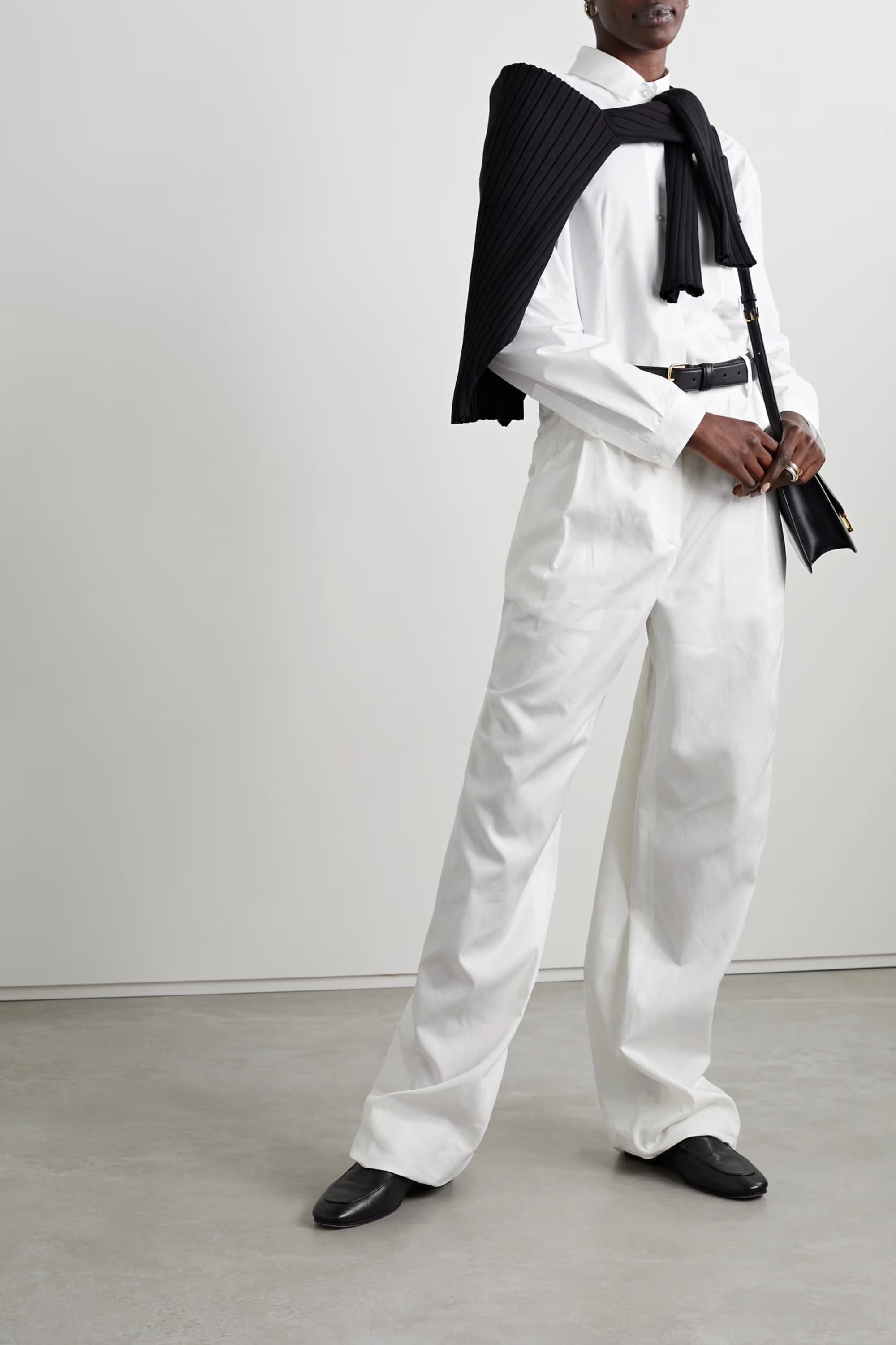 The Row + Bufus Pleated Cotton-Poplin Straight-Leg Trousers