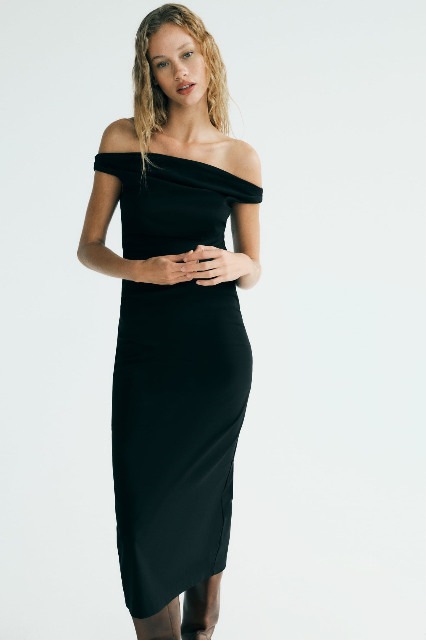 Zara + Draped Midi Dress