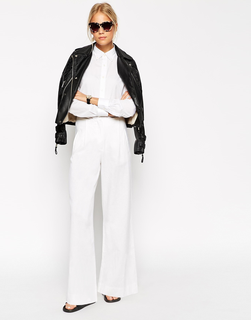 ASOS + Wide Leg Pant in Linen