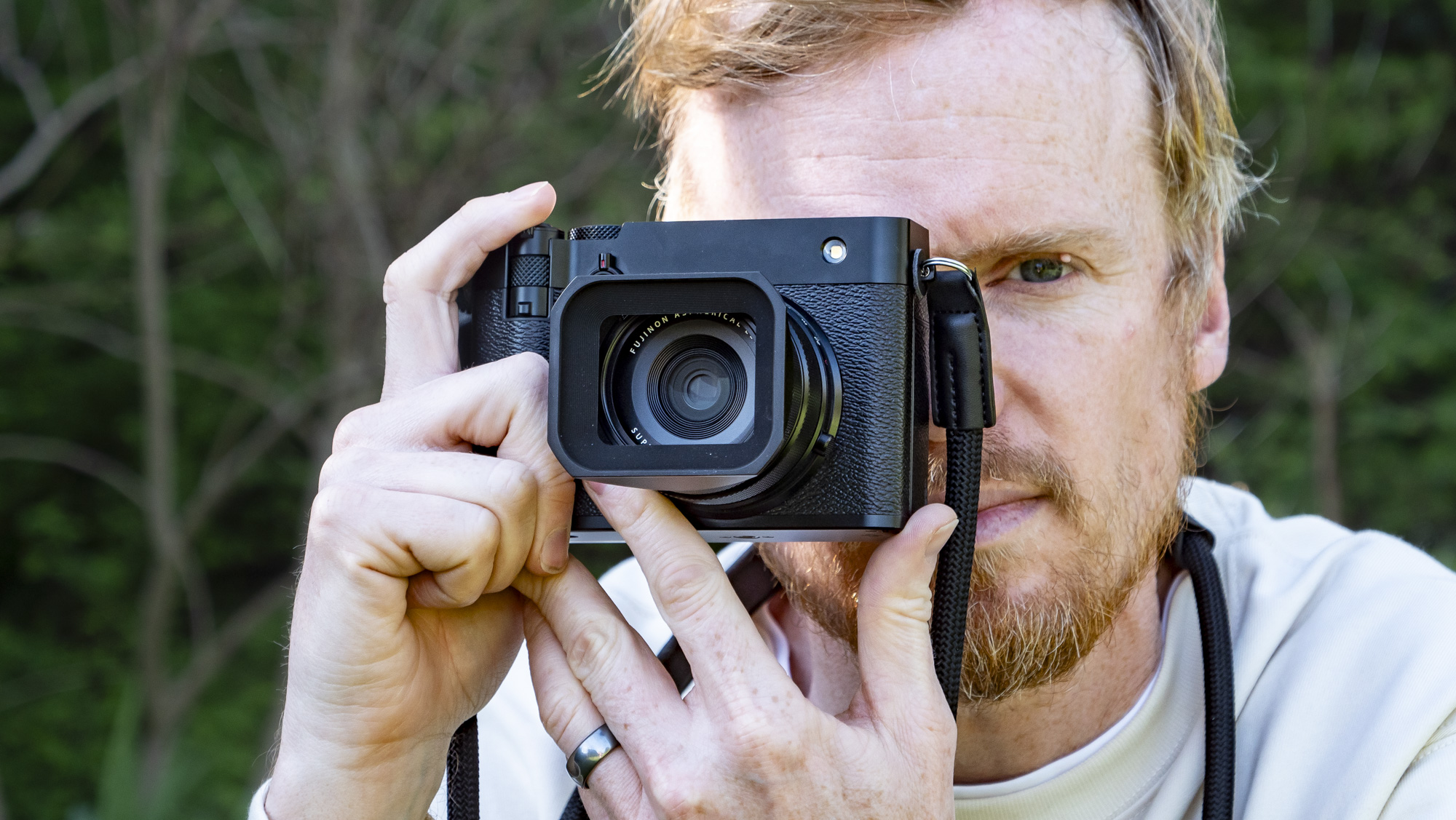 Fujifilm GFX100 RF held up to photographer&#039;s eye